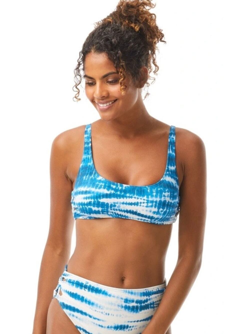 Vince Camuto Side Lace Bikini Top Tie Dye Azure M NWT